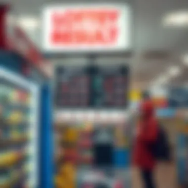 Retail location displaying lottery result announcements