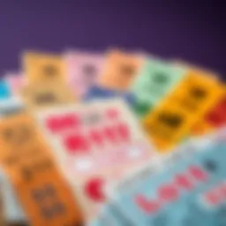 An artistic representation of lottery tickets showcasing various colors and designs.