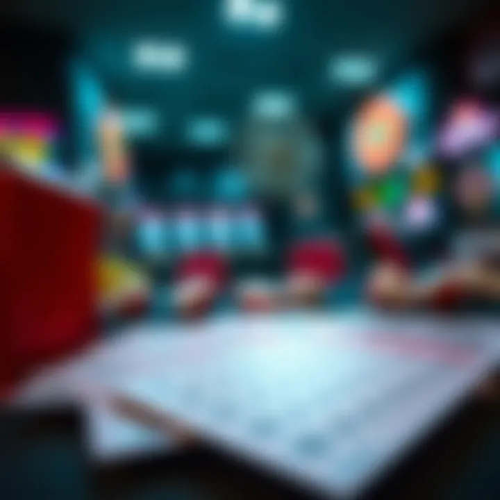 A visual representation of lottery tickets and gaming materials