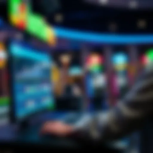 An illustration showing a user navigating a lottery website