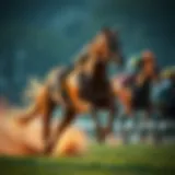 A majestic racehorse galloping with intensity