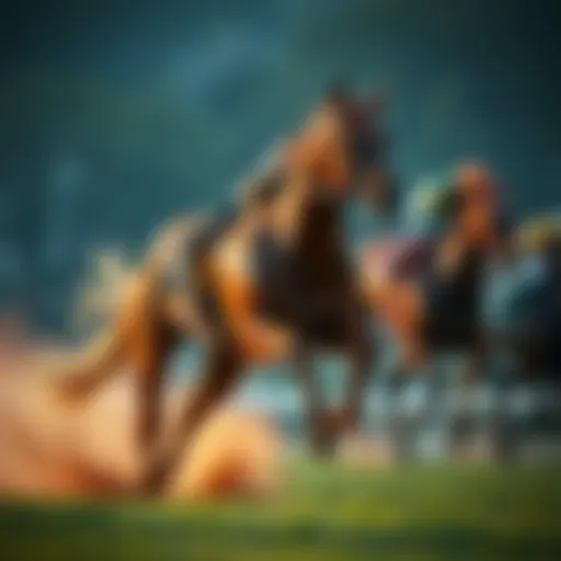 A majestic racehorse galloping with intensity