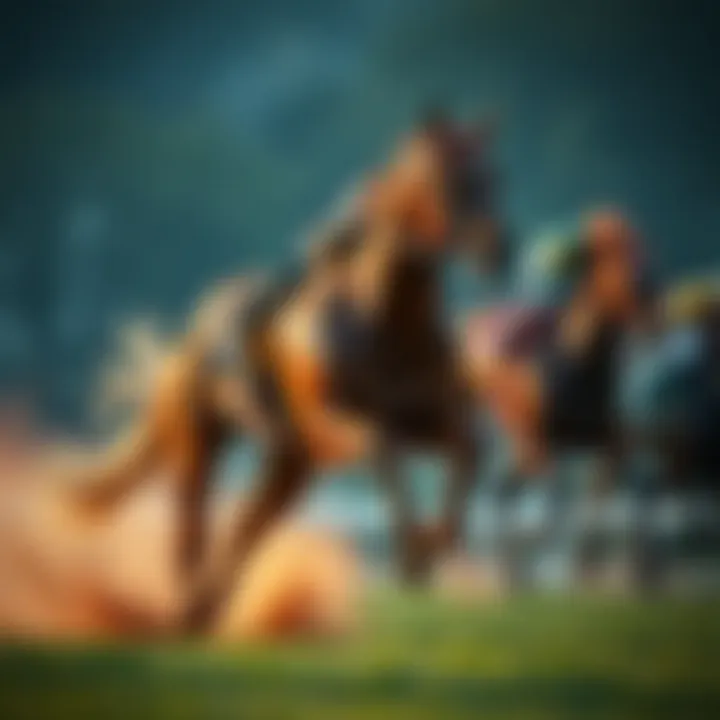 A majestic racehorse galloping with intensity