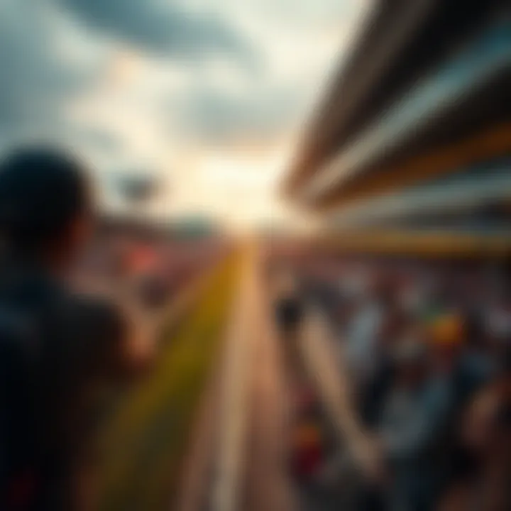 A vibrant racetrack filled with enthusiastic spectators
