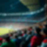 A vibrant stadium filled with enthusiastic fans cheering for their teams.