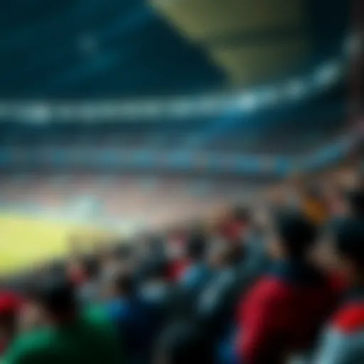 A vibrant stadium filled with enthusiastic fans cheering for their teams.